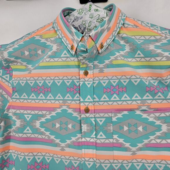 Chubbies Nutter‎ Shirt Mens Medium Performance Polo Colorful Aztec Weekend - Picture 2 of 9